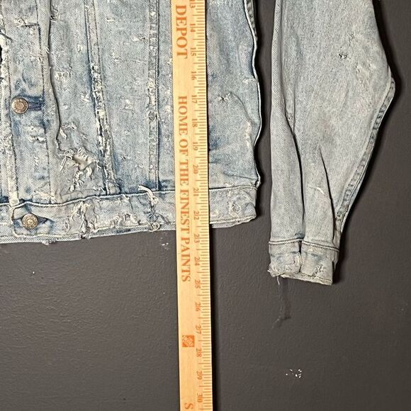 Vintage Paradise France Handmade Distressed Denim Jacket With Vintage Bandana Pa - Picture 6 of 9